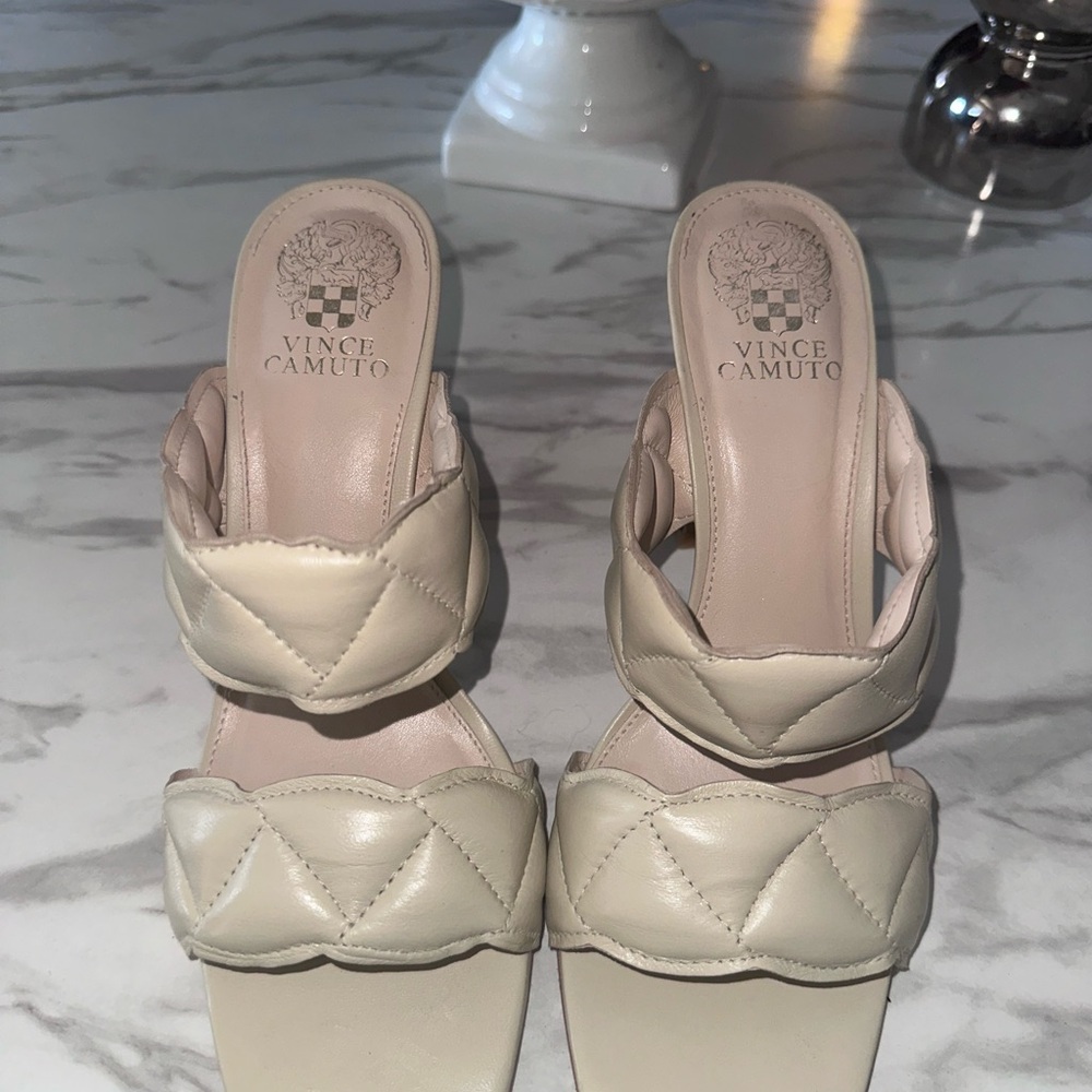 Vince Camuto Quilted Cream Heels
